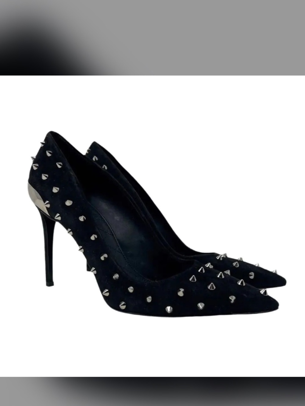 Balmain Black Studded Pointed-Toe Pumps